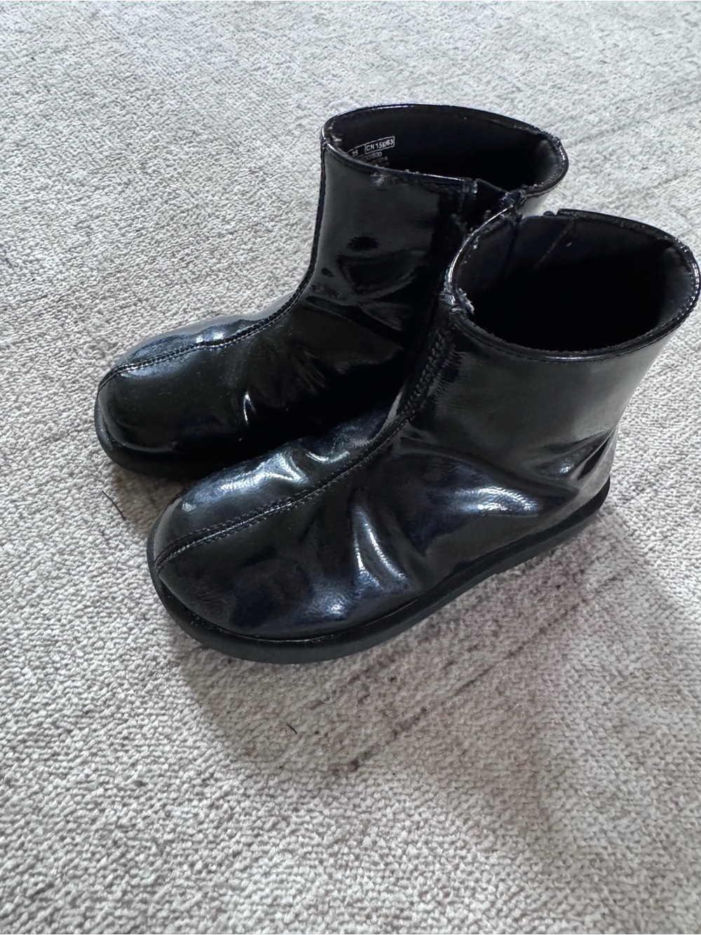 Zara Kids Black Faux Patent Leather Ankle Boots